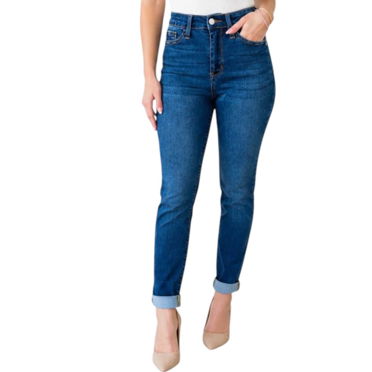 Judy Blue HW Cool Denim Sustainable Cuff BF JB88608