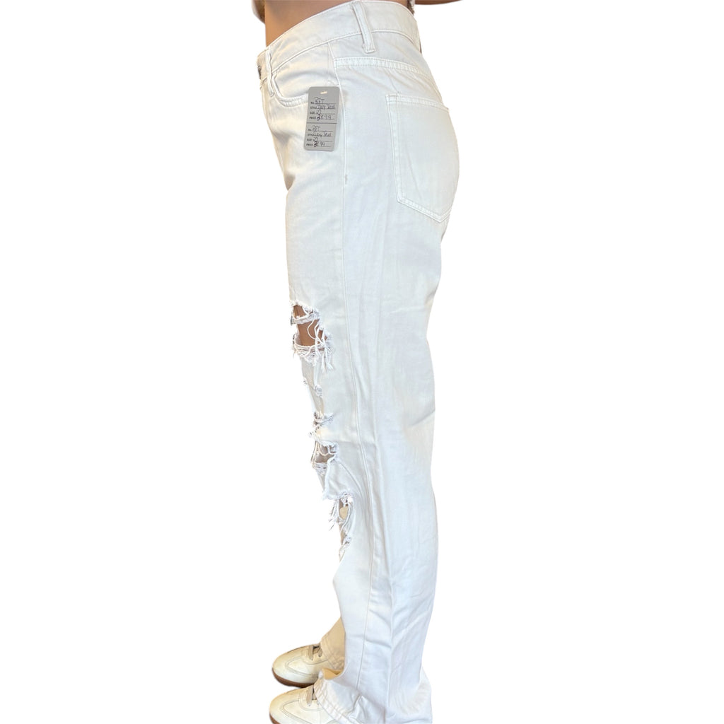 Vervet V2735 Ivory H/R Ripped Dad Jeans Size 26 - RF
