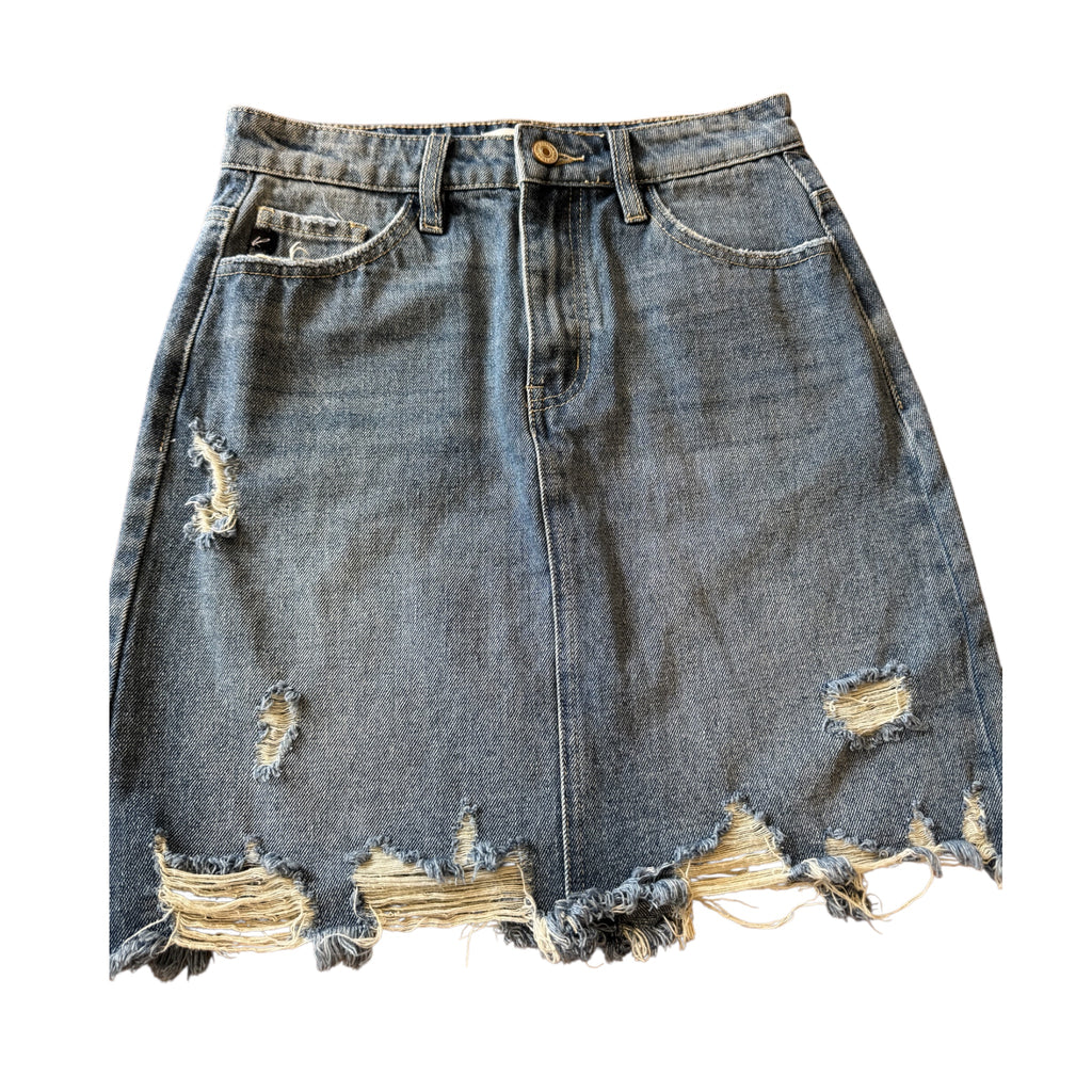 KanCan Denim Skirt with Distressing Size Small-RF