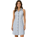 Blue Striped Sleeveless Button Down Dress