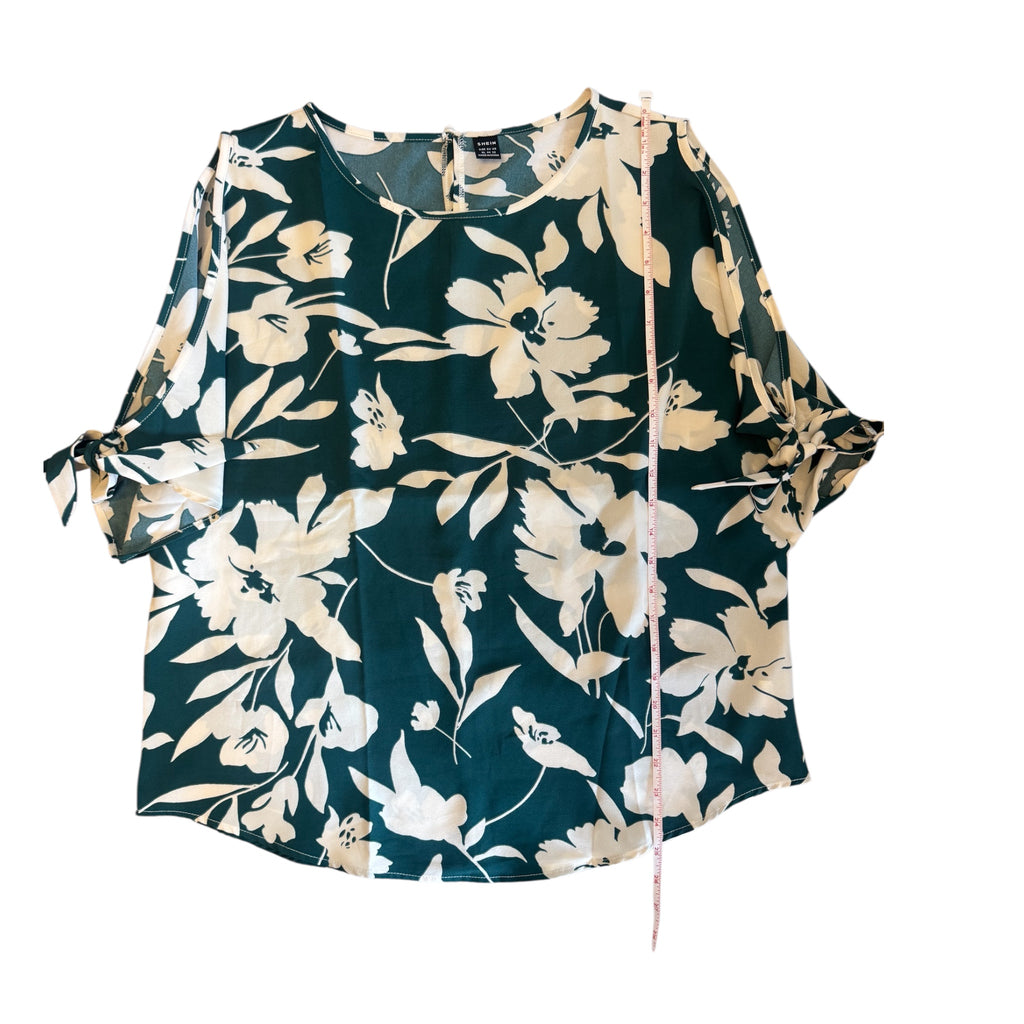 SHEIN Hunter Green Floral Blouse Size XL - RF