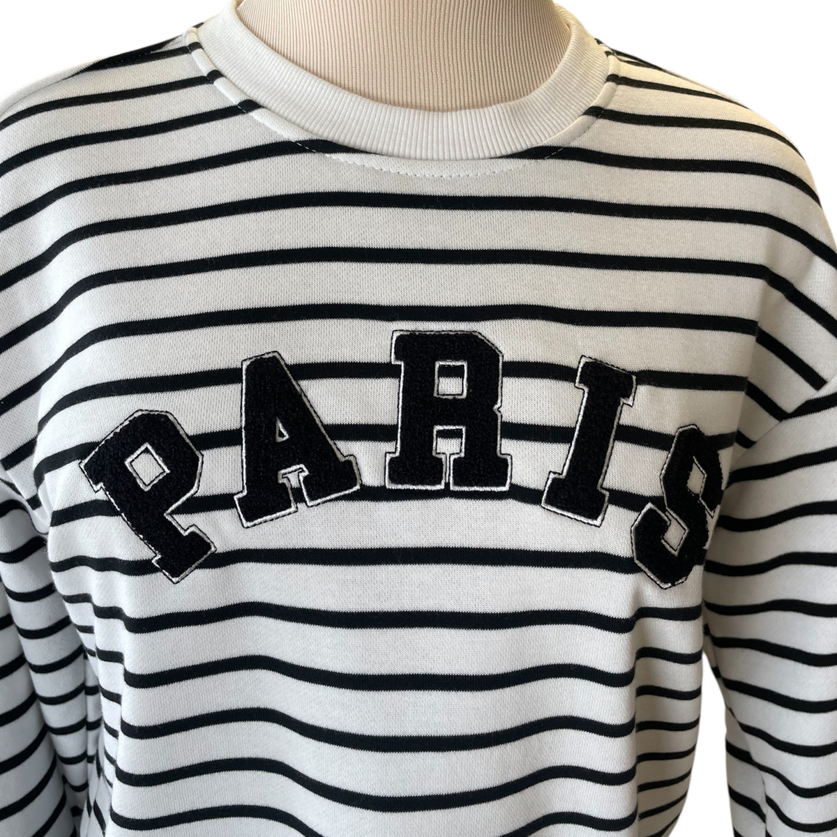 C&C California White & Black Striped 'Paris' Sweatshirt Size S - RF