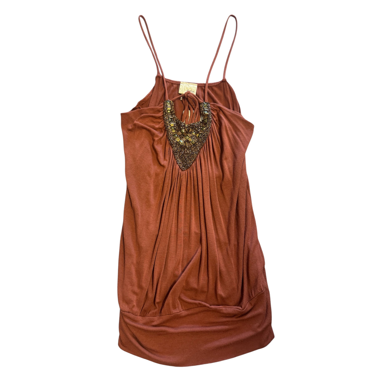 Daytrip Terracotta Sleeveless Beaded Top Size Small - RF