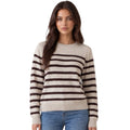 Oatmeal/Brown Long Sleeve Crew Neck Sweater