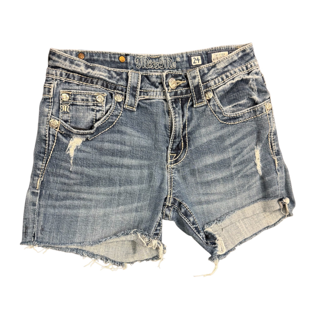 Miss Me MMJB5778P Medium Wash Denim Shorts Size 24-RF