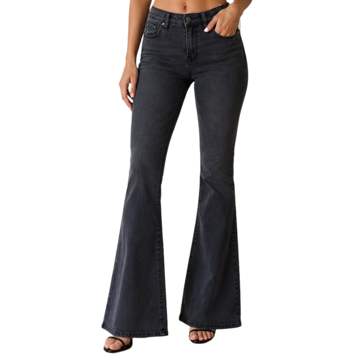 KanCan KC6102DG Black Flare Jeans Size 3/25 - RF