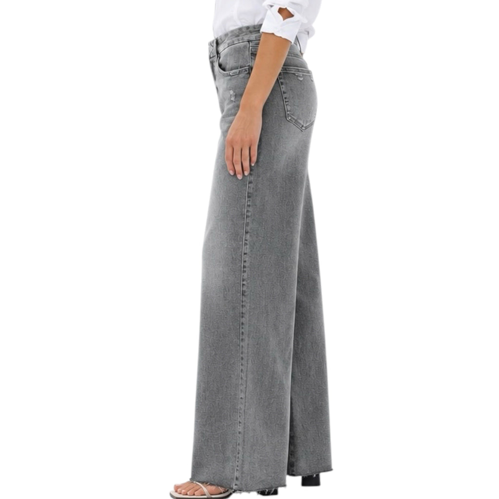 oneso OSW8019 Light Grey M/R Wide Leg W Raw Hem