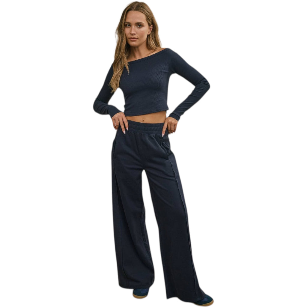 Navy Side Panel Knit Lounge Pants