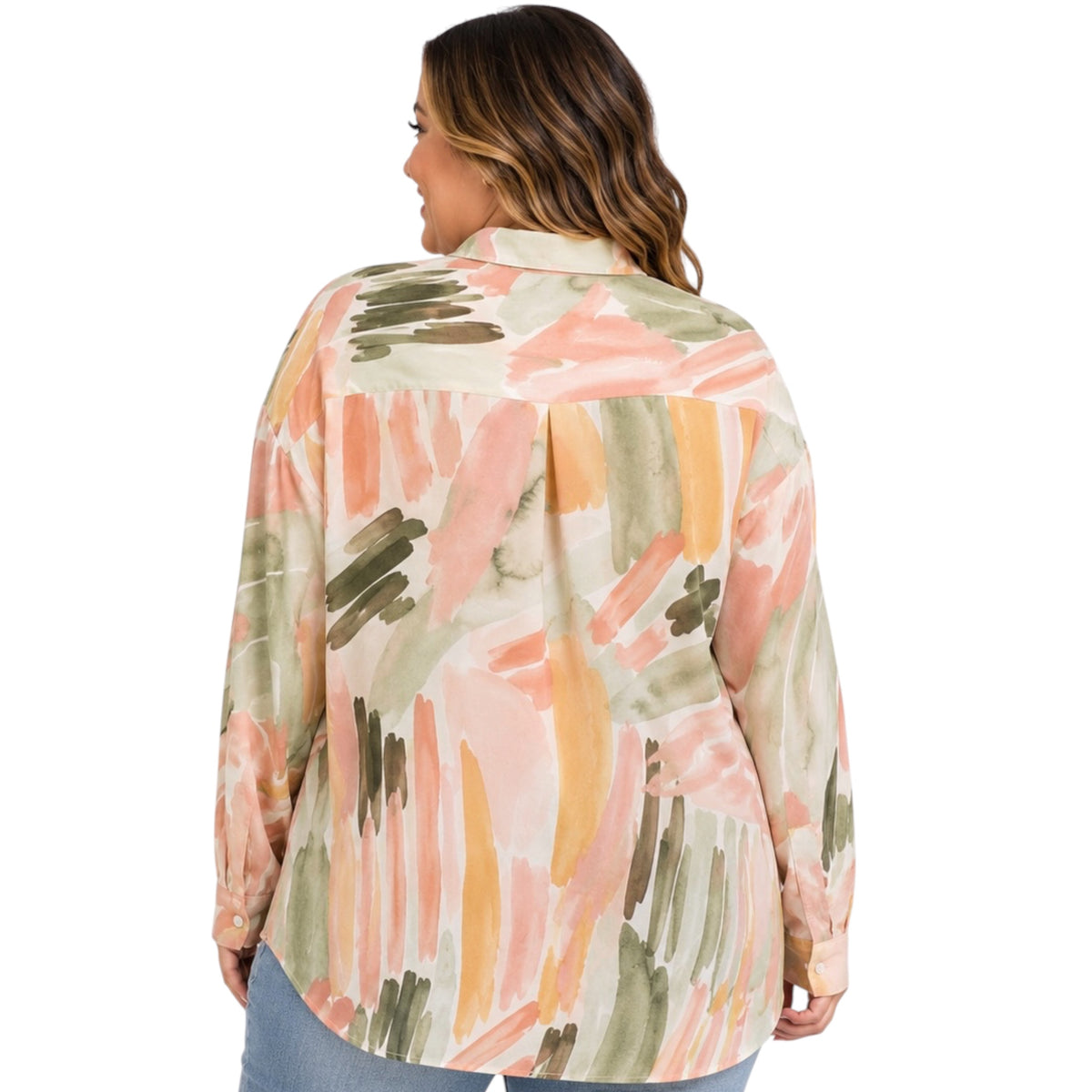 Plus Sheer Printed Loose Fit Blouse