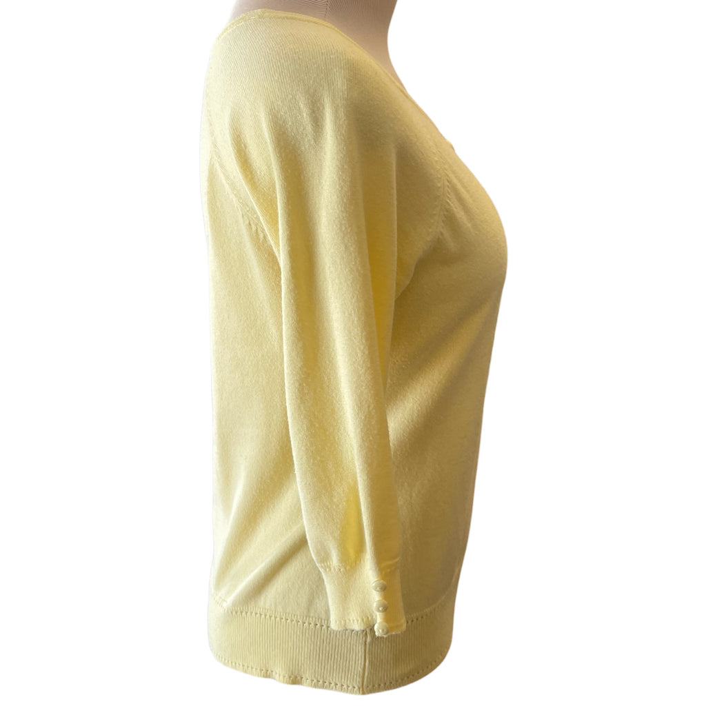 Maurices Lemon Yellow 3/4 Sleeve Cropped Cardigan Size M - RF