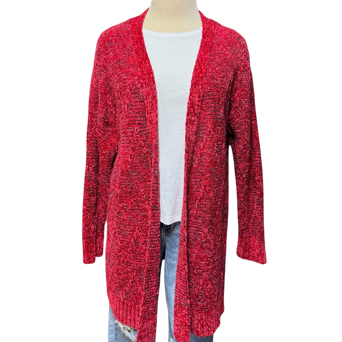 Maurices Red Heavy Knit Sweater Cardigan Size Large-RF