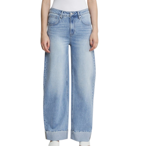 MICA MDP-T3592 Super High Rise Raw Hem/Cuffed Barrel Jeans