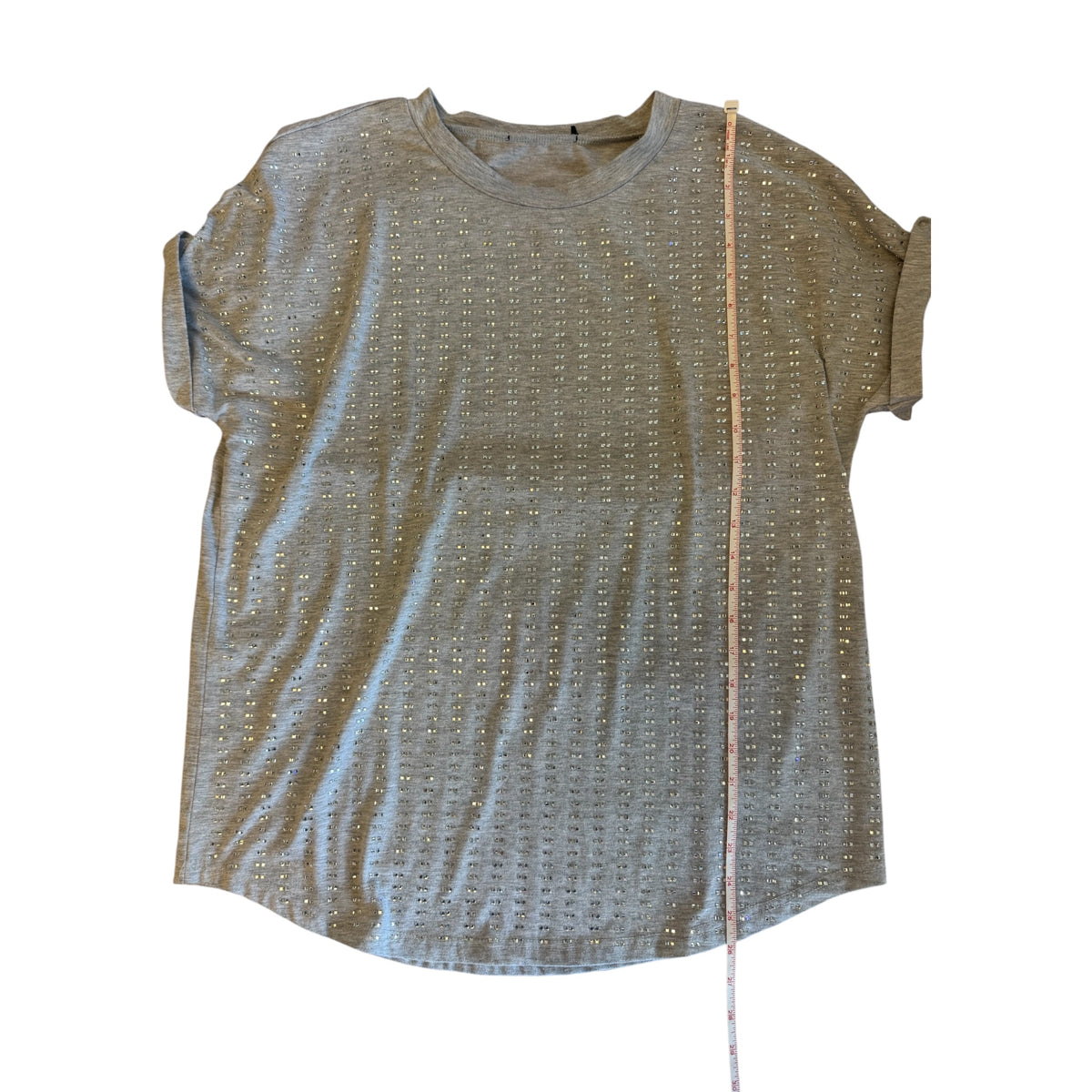 On Twelfth Light Grey Rhinestone Top XL- RF