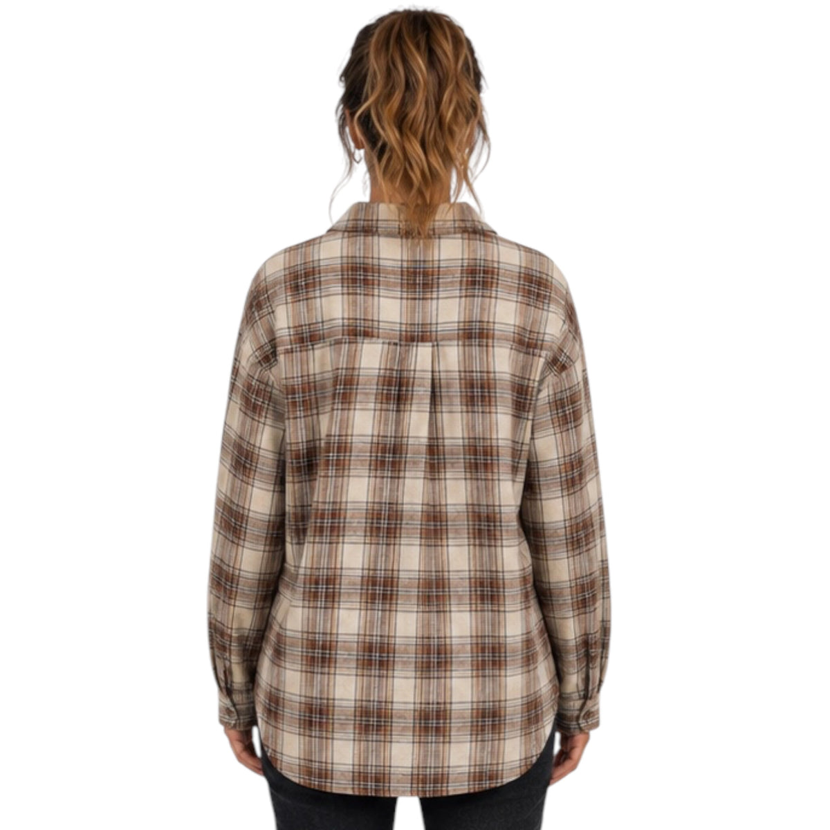 Brown Classic Plaid Flannel With Front Chest Pocket