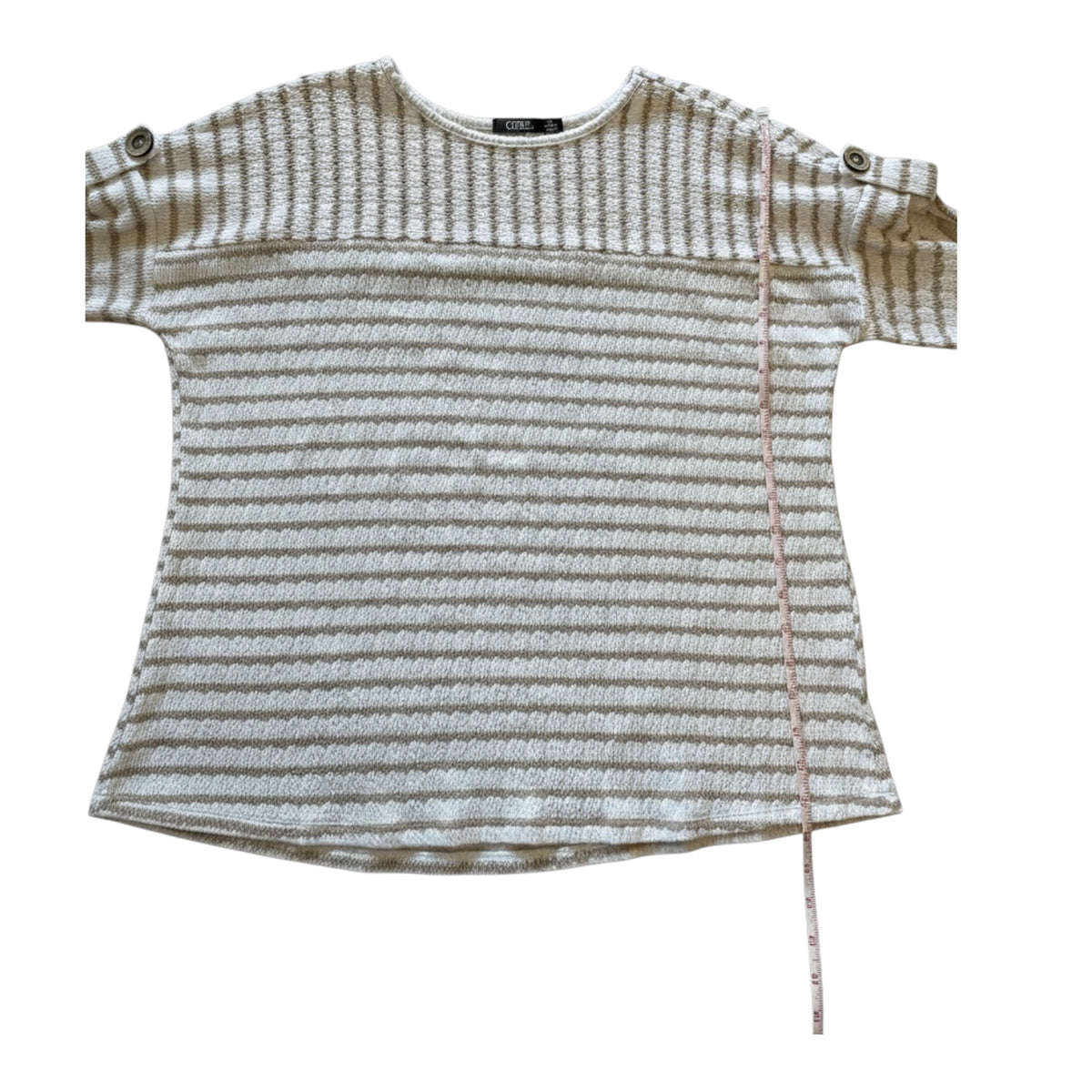 Cure White & Tan Striped Top Size 1XL - RF