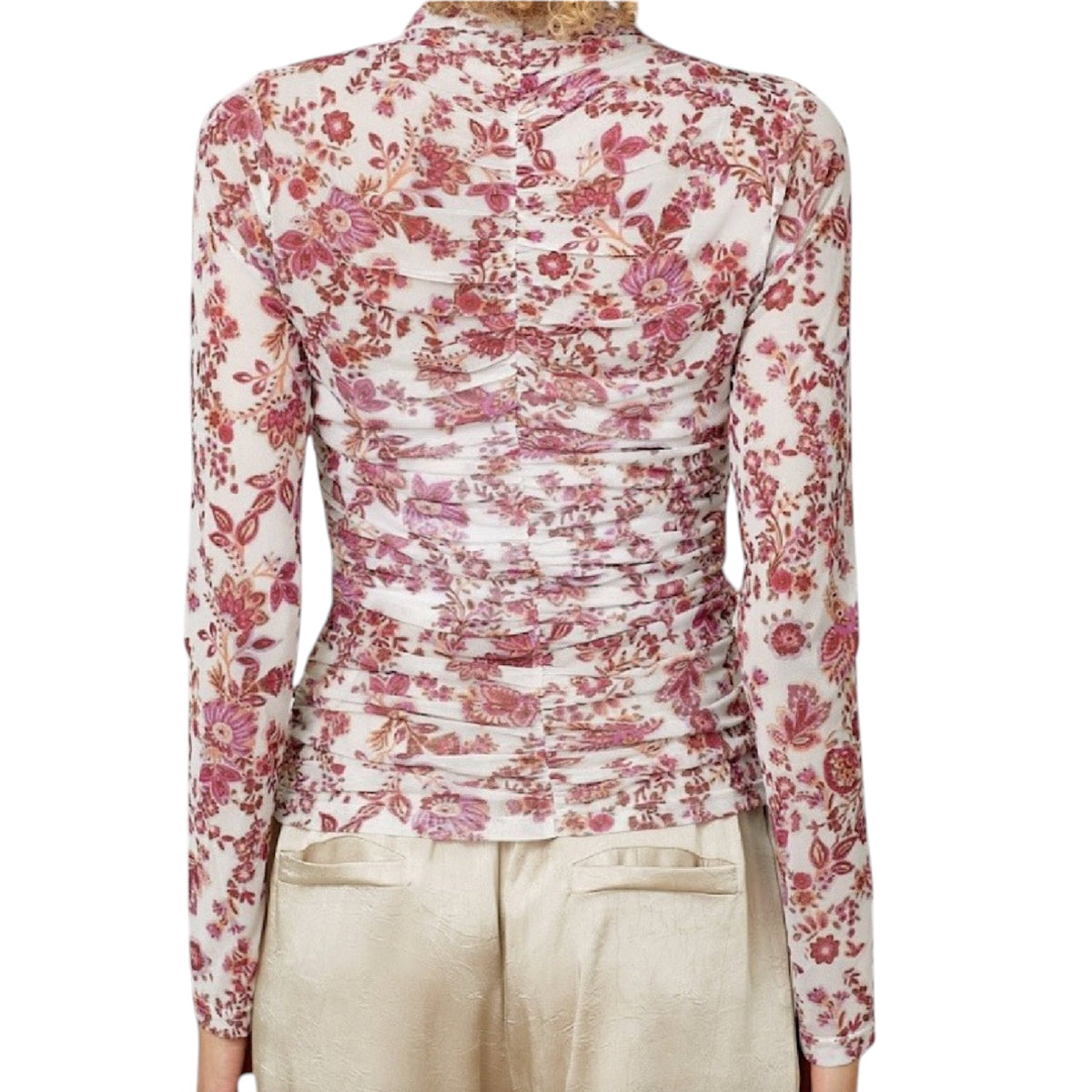 Ivory Mock Neck Ruching Top
