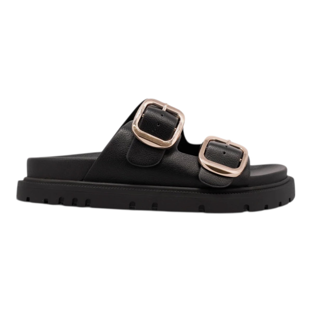 MIA Black Sandal With Gold Accent