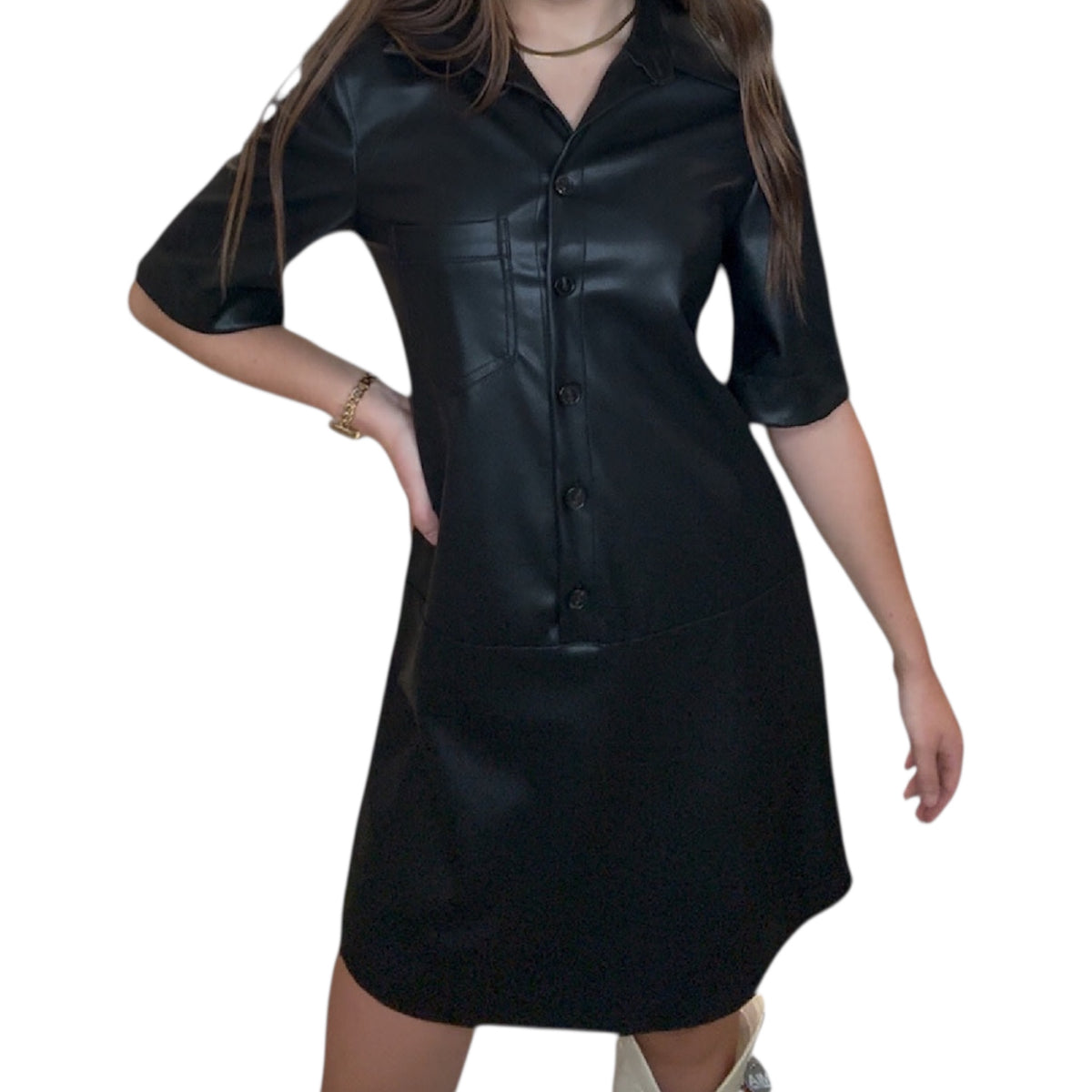 Black Vegan Leather Dress