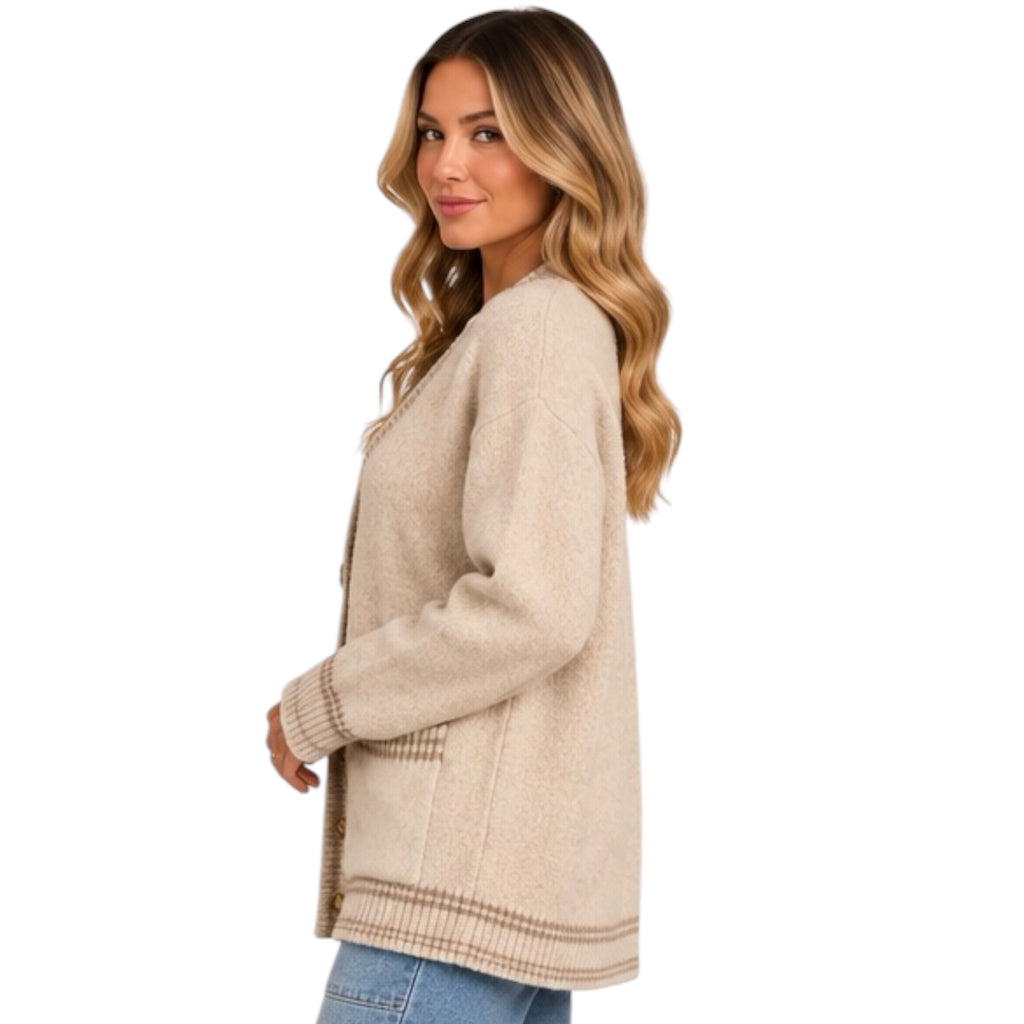 Heathered Island Button Front Cardigan