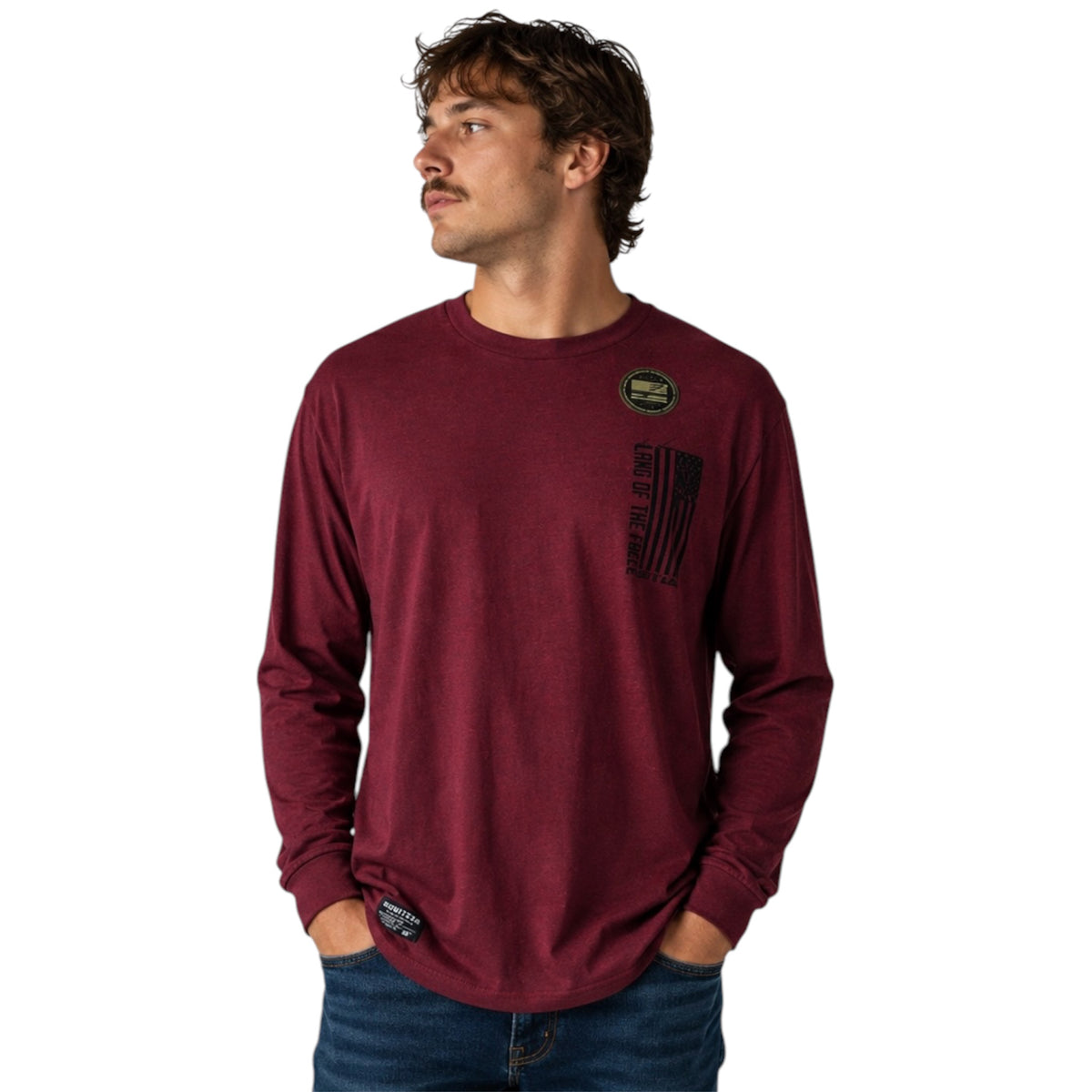 Howitzer Land Of The Free L/S Tee-Cranberry