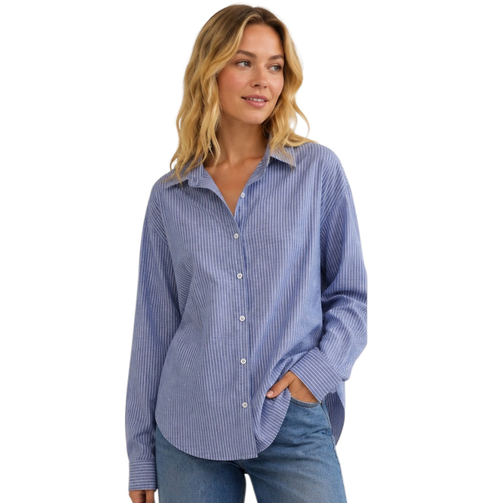 Z Supply Seaport Striped Shirt Sky Blue
