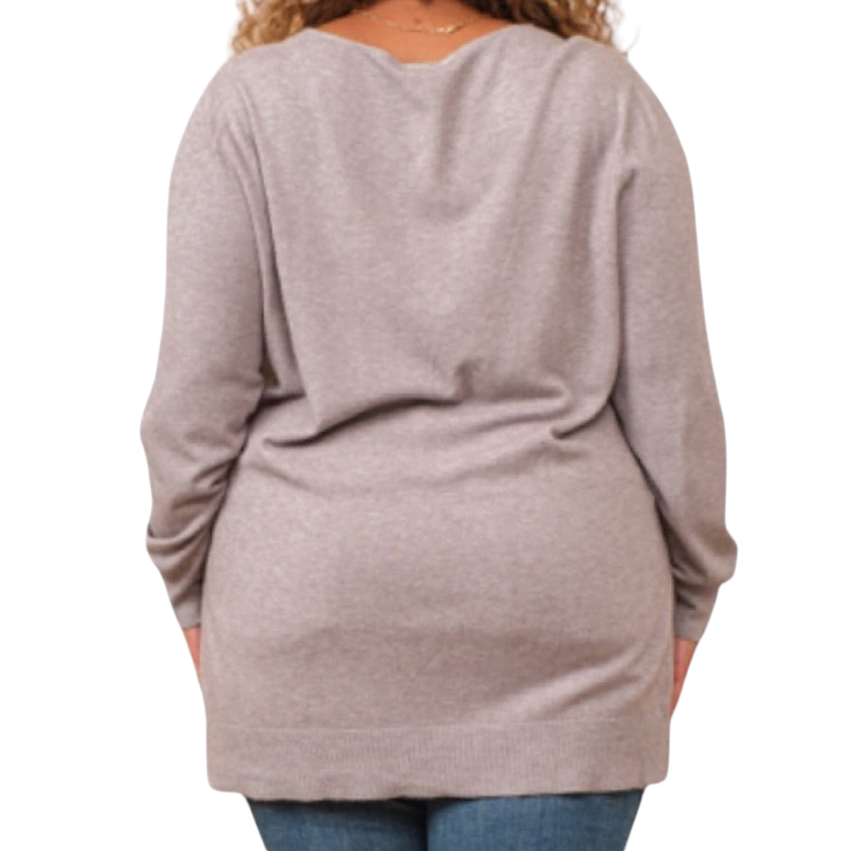 Plus Heather Grey Soft Knit Boat Neck Hi-Low Sweater