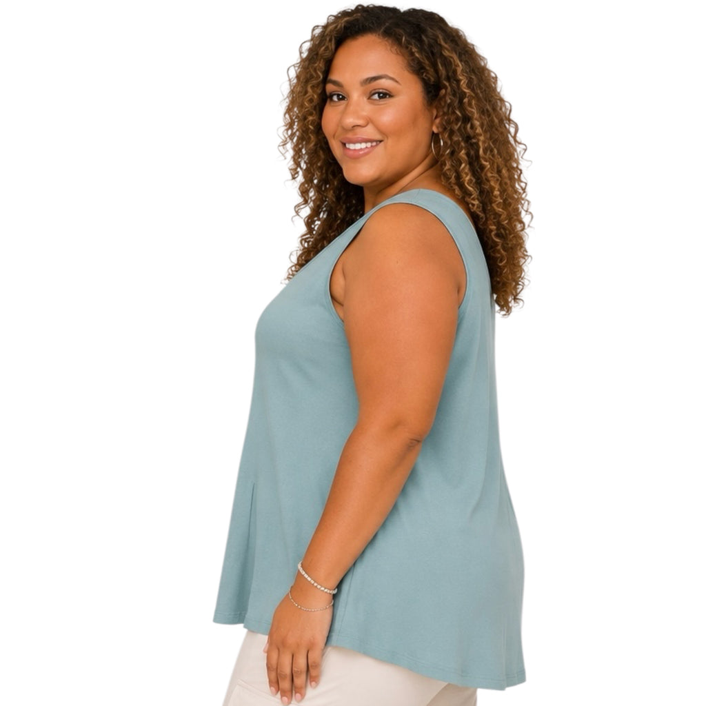 Plus Teal Soft & Breezy Scoop Neck Tank