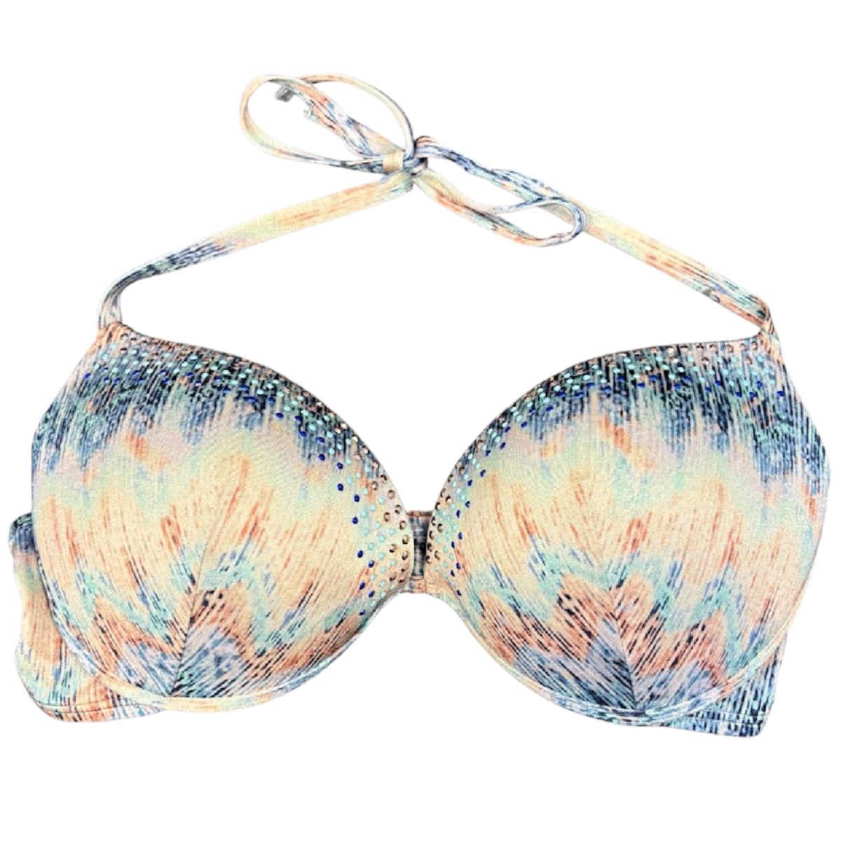 Victoria's Secret Tie Dye Bedazzled Bikini Top Size 34D -RF