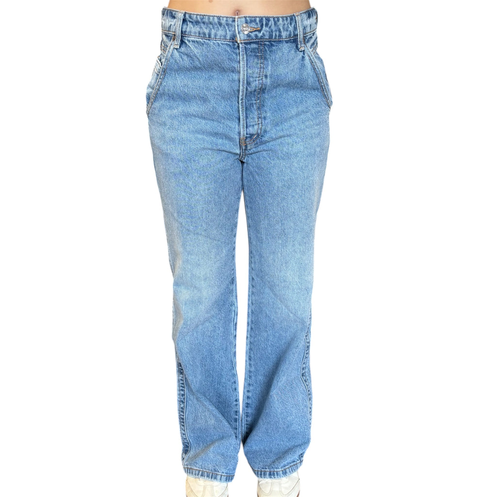 Free People Wide Leg Medium Wash Long Jeans Size 26 - RF