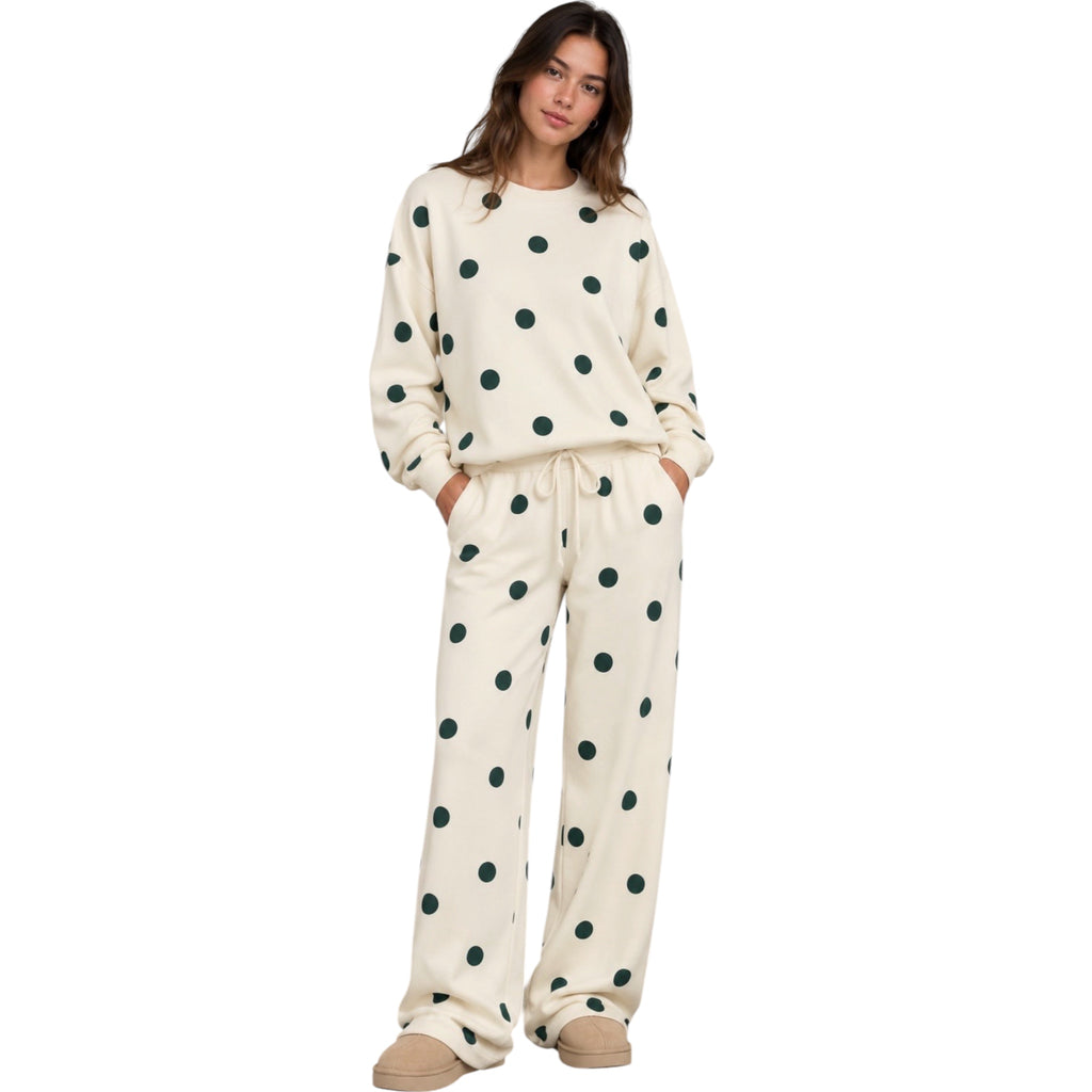 Hunter Green Polka Dot Top and Pant Set