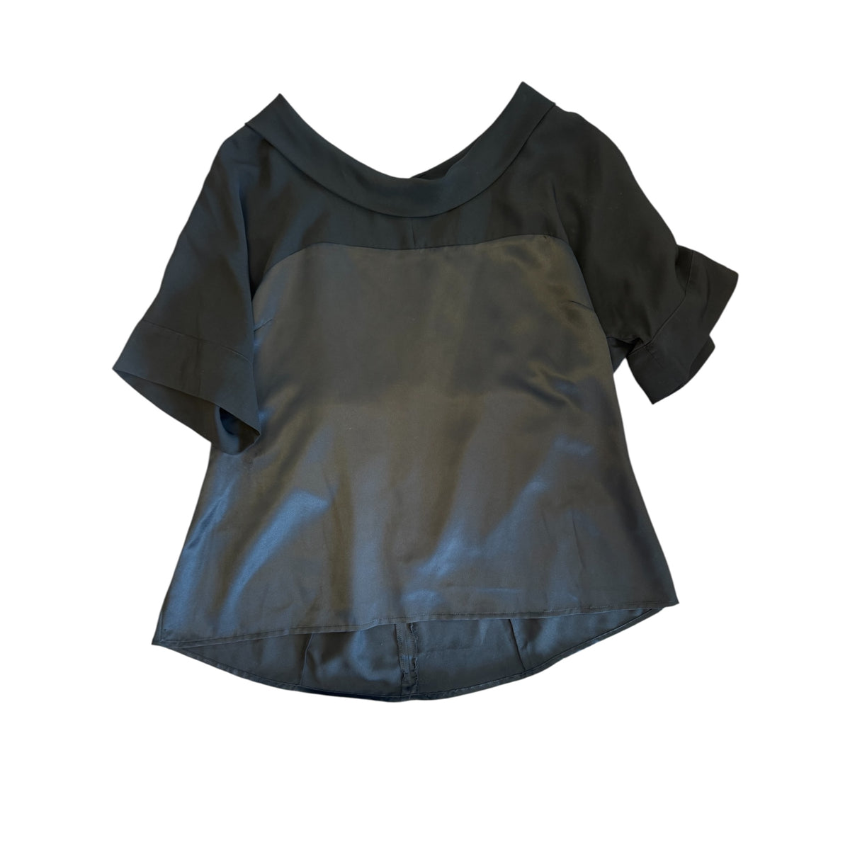 Worthington Black Satin Short Sleeve Blouse Size XL - RF