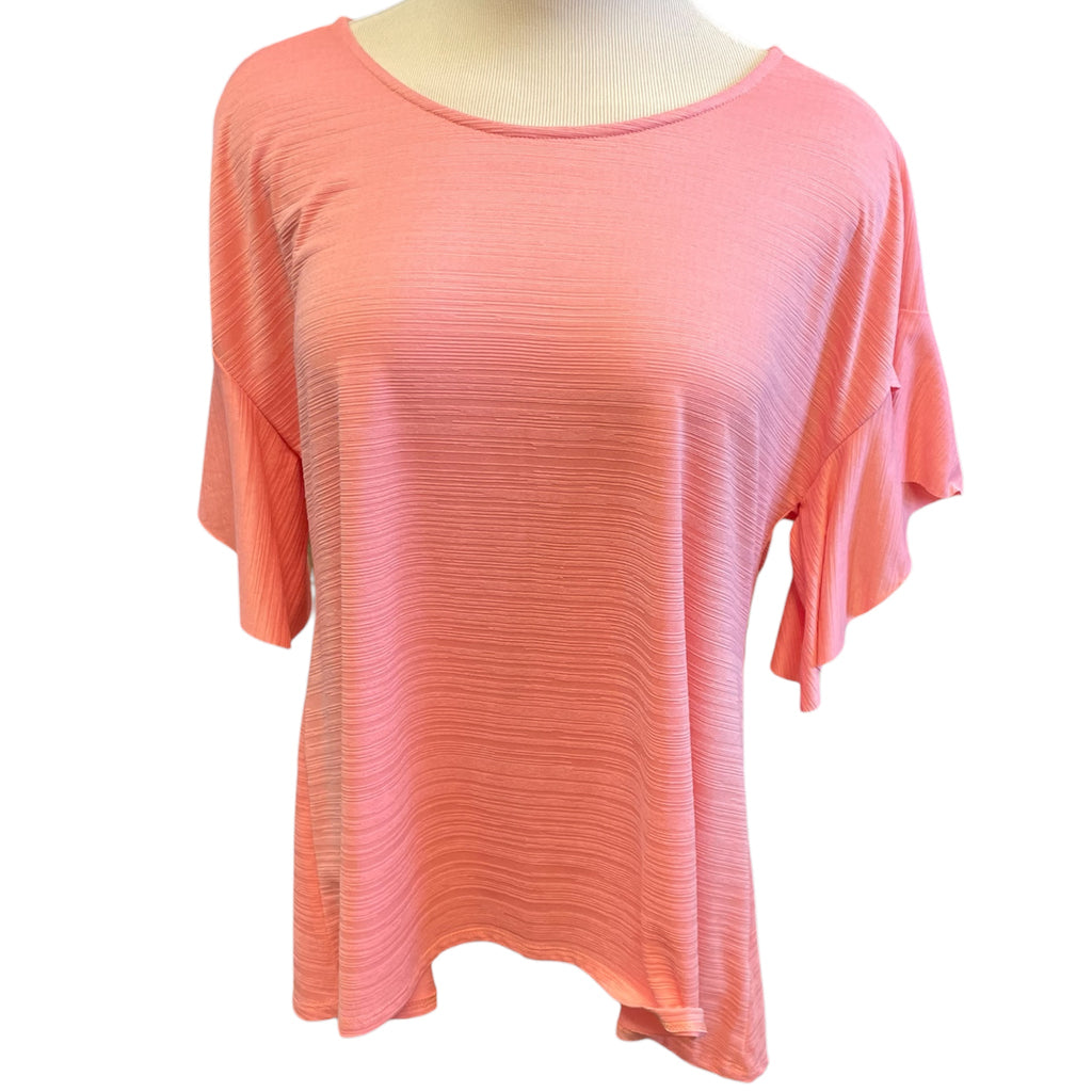 Yee Light Coral Flutter Sleeve Blouse Size M - RF