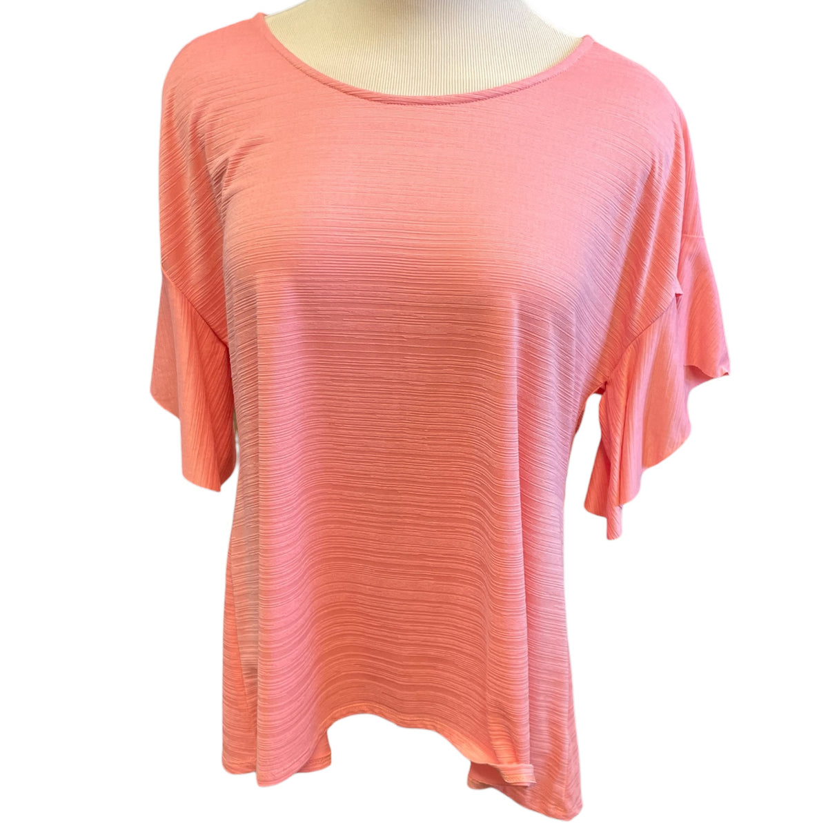 Yee Light Coral Flutter Sleeve Blouse Size M - RF