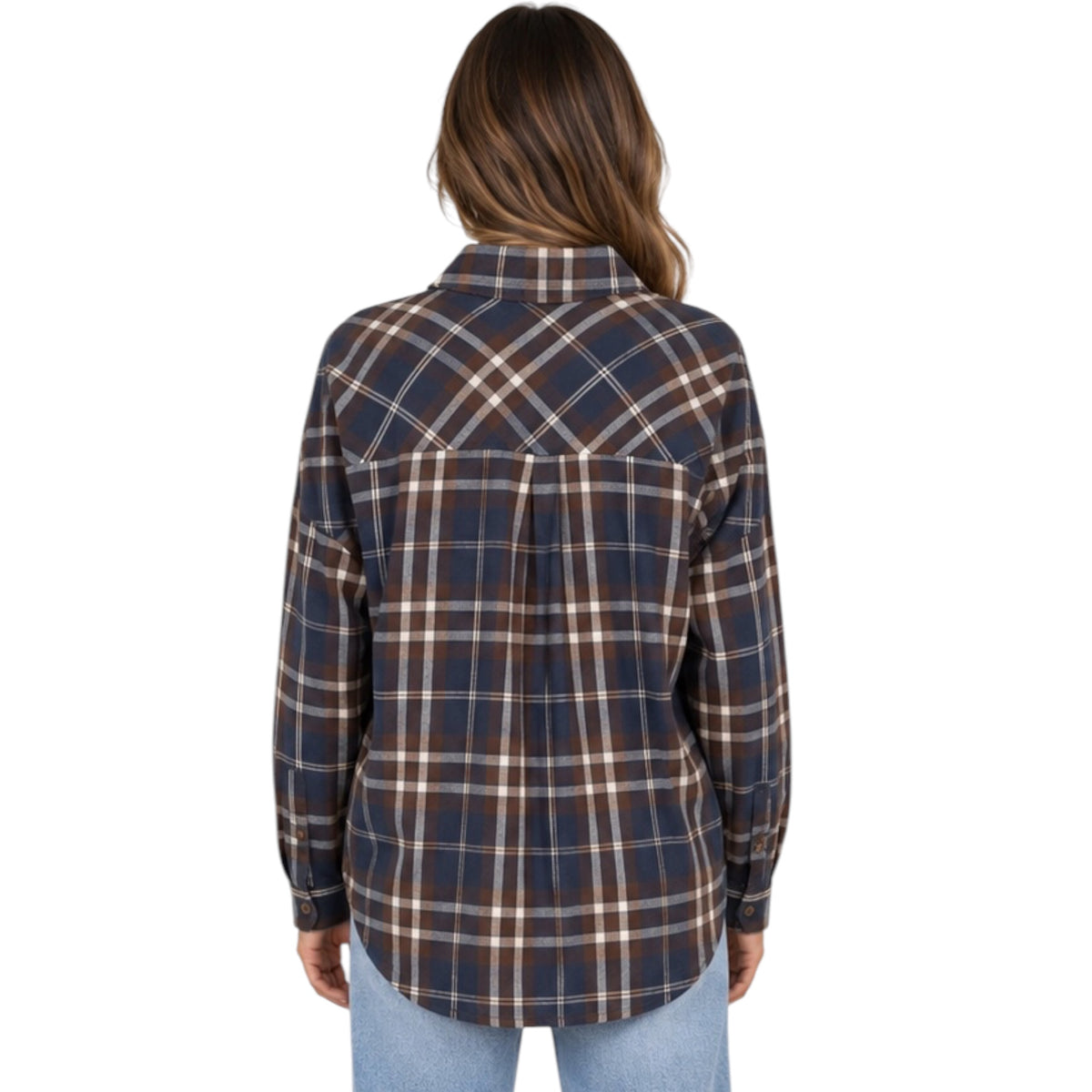 Navy Multi Button Down Flannel