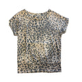 Andrea By Unit Tan Leopard Blouse Short Sleeve Top Size S-RF