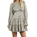 Black Printed Dress With Ruffle Sleeves