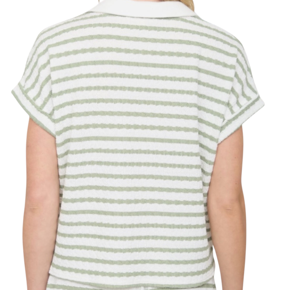 Olive Stripe Top-Back