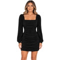 Black Ruched Mini Dress