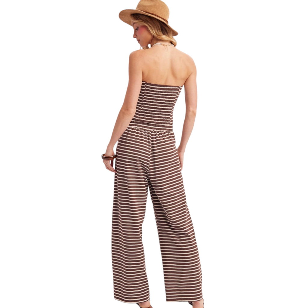 Mocha Striped Knit Tube Top and Pant Set