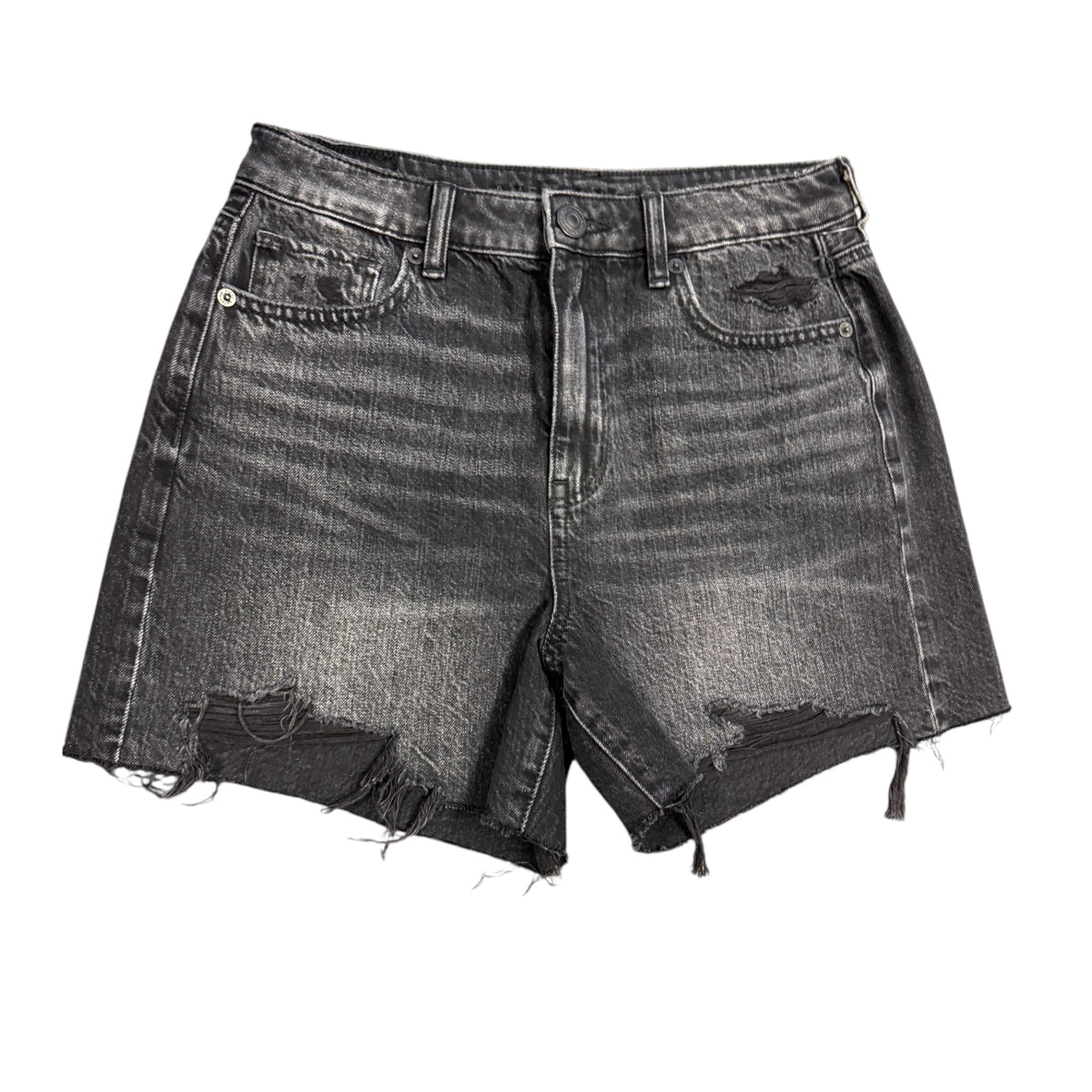 American Eagle Black Wash Distressed Denim Shorts Size 4-RF