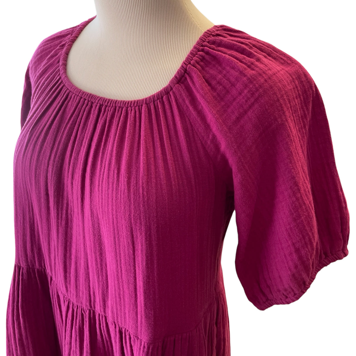 Old Navy Magenta Puff Sleeve Mini Dress Size S Tall - RF