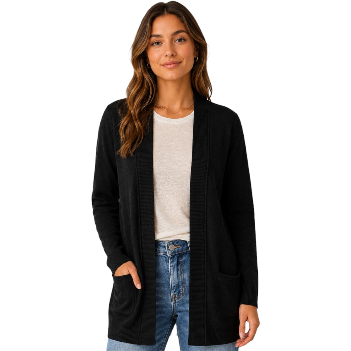 Open Front Wool Cardigan