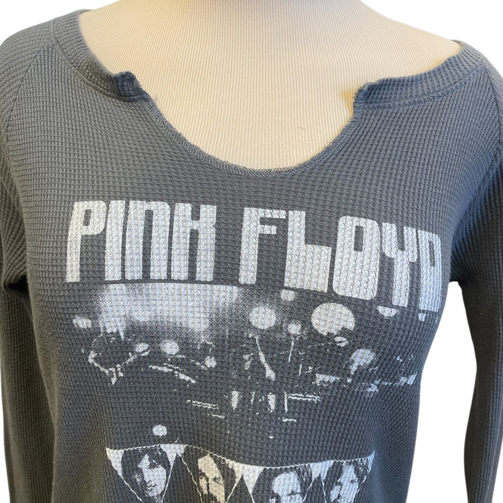 Knit Riot Grey Waffle Knit Long Sleeve Graphic Top Size S - RF