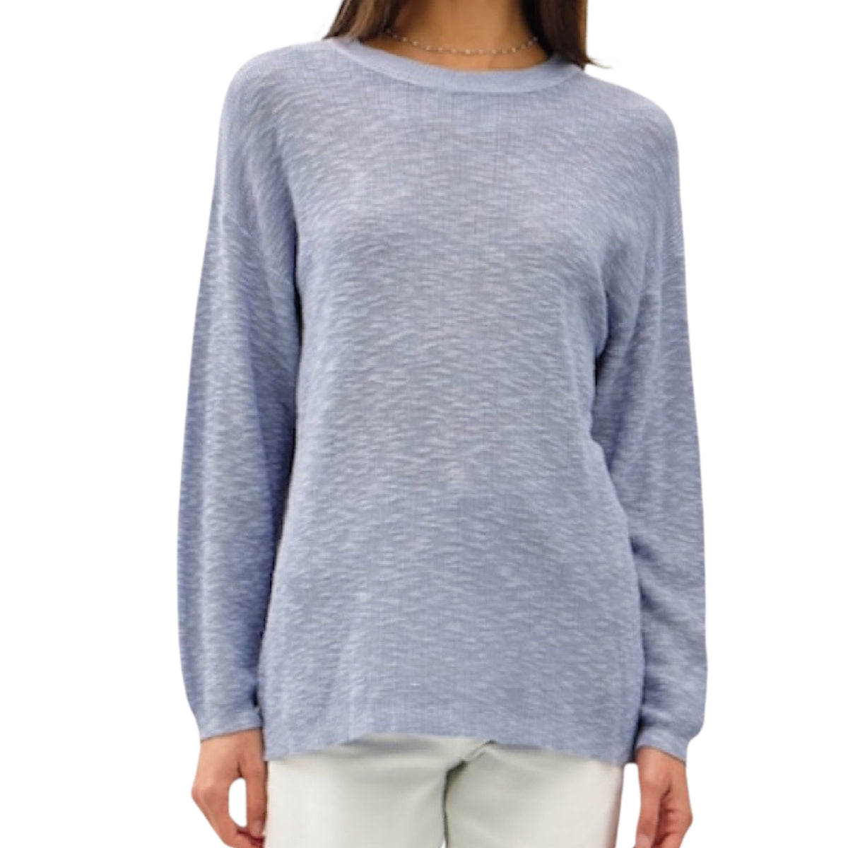 Blue Lightweight Cotton Slub Sweater