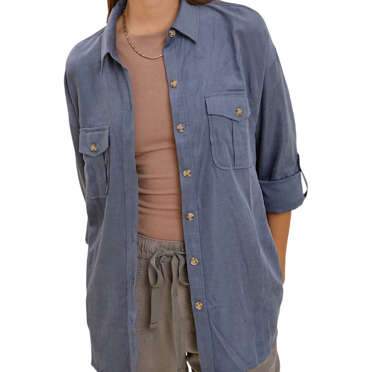 Slate Blue Lightweight Button Down
