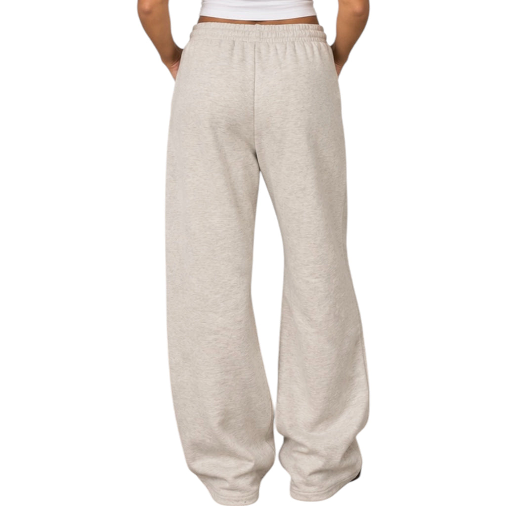 White Melange Relaxed Wide Leg Sweatpants