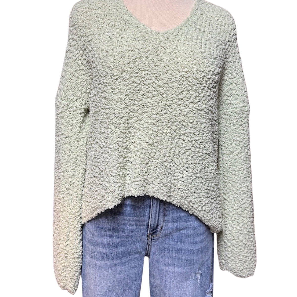 Joli&Joy Sage Green Popcorn Knit Sweater Size Medium -RF