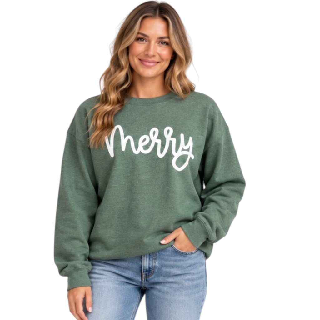 Green Merry Holiday Sweatshirt