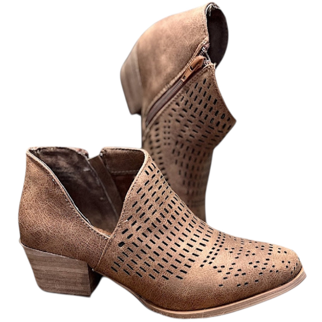 Very G Tan Laserette Booties