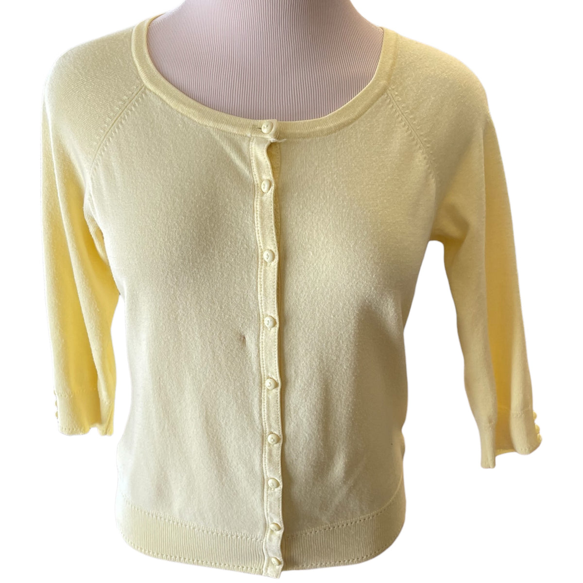 Maurices Lemon Yellow 3/4 Sleeve Cropped Cardigan Size M - RF